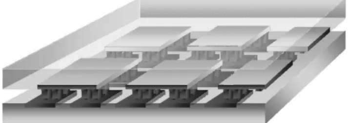 Fig. 3. To achieve a vertical 3-dimensional integration of the upper ICS chip and the lower CAP chip, indium bumps are used for  flip-chip bonding.