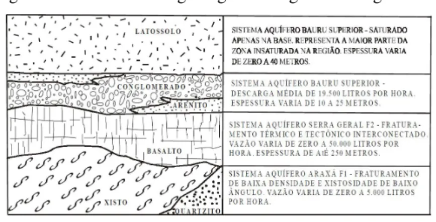 Figura 8: Perfil lito-hidrogeológico da região de Araguari/MG 