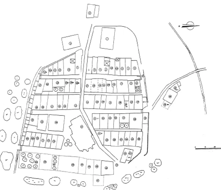 Fig  1.  Reconstrucción  en  planta  de  la  villa  de  Salinas,  según  estudio  histórico-arqueológico  del  urbanismo