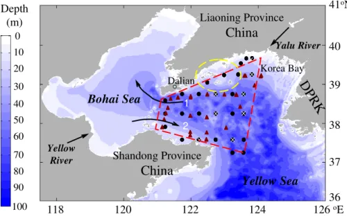Fig. 1. Area map and sampling sites. Closed circles were sampled in May, July, and October.