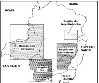 Figura 1. Regiões produtoras de café do Estado de Minas Gerais.
