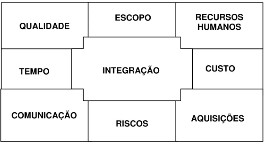 Figura 5 - Representação esquemática das nove áreas de conhecimento  Fonte: Nogueira, 2003 