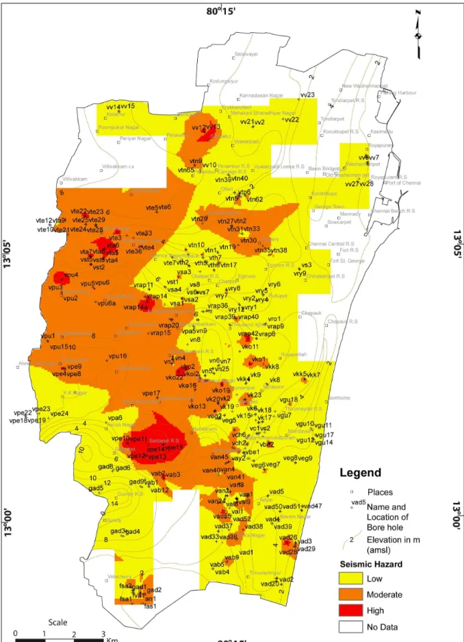 Fig. 8. First level seismic microzonation map of Chennai city.