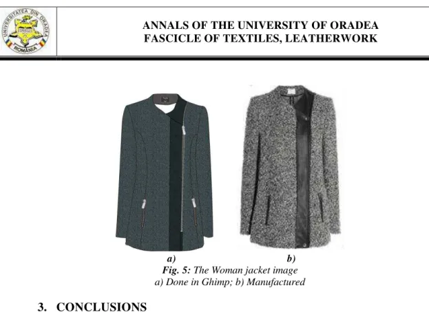 Fig. 5: The Woman jacket image   a) Done in Ghimp; b) Manufactured