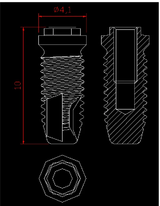 FIGURA 1 – Implante Cilíndrico Rosqueável 4.1 x 10 mm (Conexão – Sistema de Prótese).