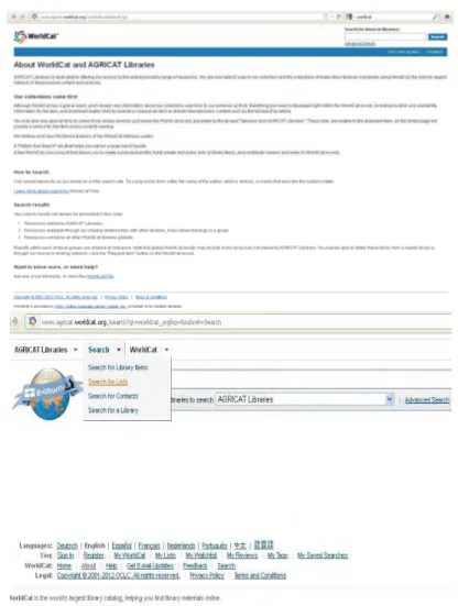 Figure 6: WorldCat with AgriCat Interface  OCLC Connexion Service and AgriCat 