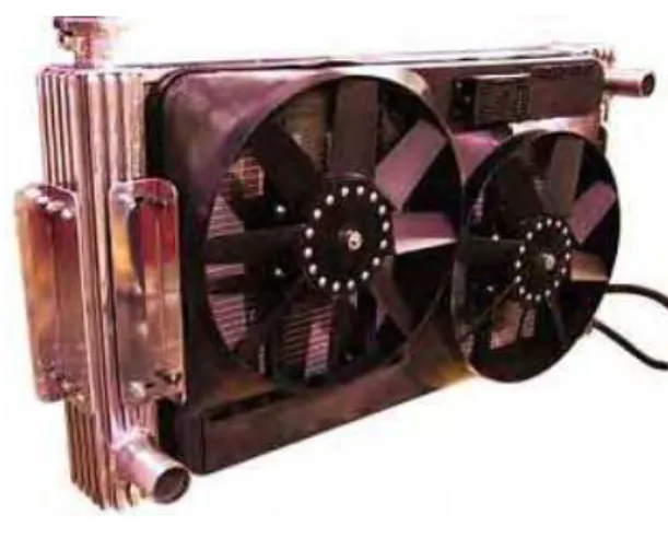 Fig. shows a square-shaped heat exchanger with a fan provided to deliver air in a circular area