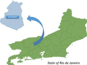 Figure 1. Geographical location of the study area of Seropédica,  Rio de Janeiro, Brazil