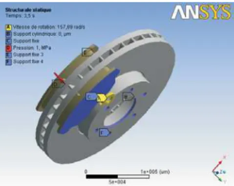 Figure 12 gives the distribution of the total dis- dis-tortion in the whole (disc-pads) for various  mo-ments of simulation