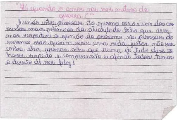 Figura 9 – Texto de opinião produzido durante a aula 