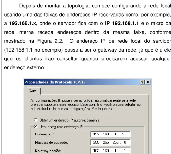 Figura 2.2  –  Configuração da interface do computador da rede local. 