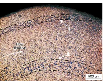 Fig. 12: Segregation bands in a cross-section of  wheel spoke