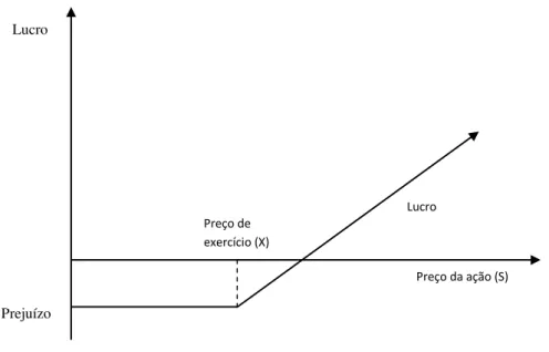 Figura 1- Perdas e lucros do titular de uma call 