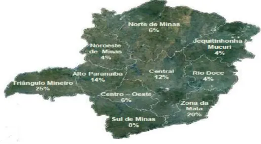 Figura 1 – Distribuição do rebanho suíno por regiões do Estado  