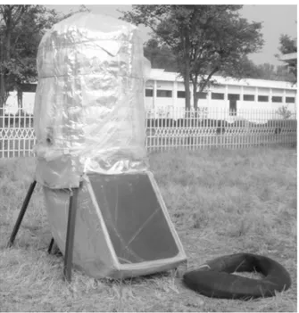 FIG. 3. FABRICATED SOLAR BIOGAS DIGESTER WITH FLEXIBLE GAS-HOLDER