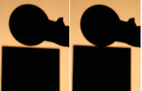 Figura 9. A sombra da bola é atraída pela sombra da placa.