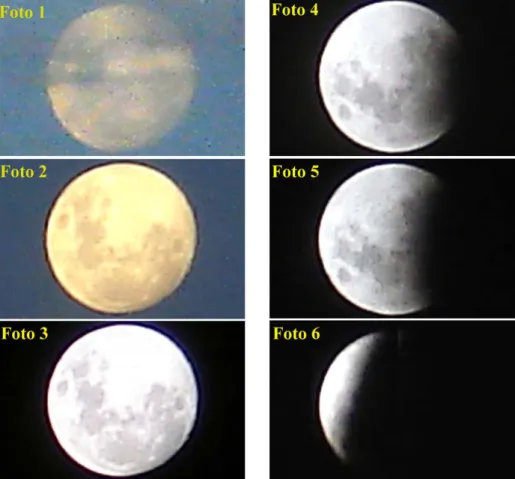 Figura 2 - A Lua se apresenta em cor ama- ama-rela alaranjada durante o auge do eclipse.