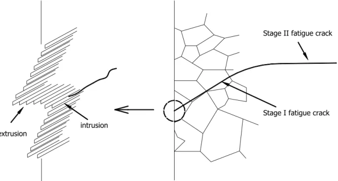Fig. 6. Exemplary damage process  – presented for a thin plate   subjected to a cyclic loading [11] 
