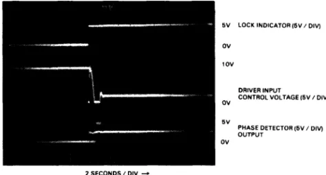 Figure 13. This oscilloscope trace shows the static waveforms at the Hall sensor input, and phase detector output of the UC3633