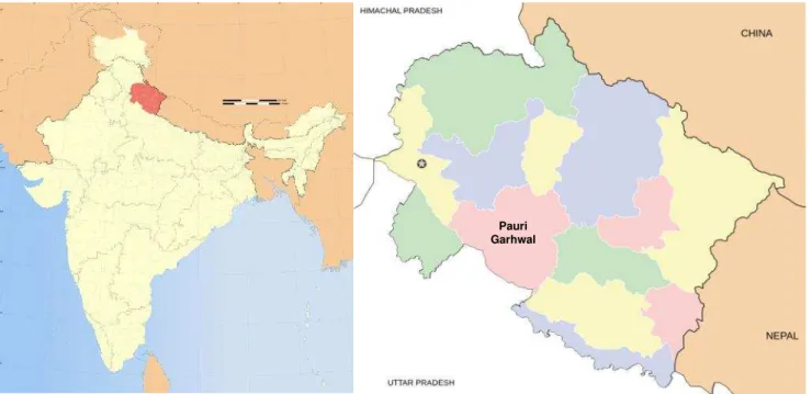 Figure 1. Study site in Pauri Garhwal district of Uttarakhand, India.