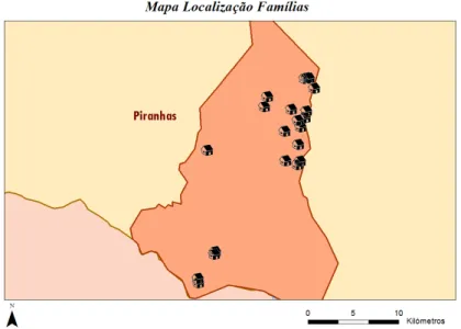 Figura 14. Mapa de Localización de las familias beneficiarias del proyecto piloto.  