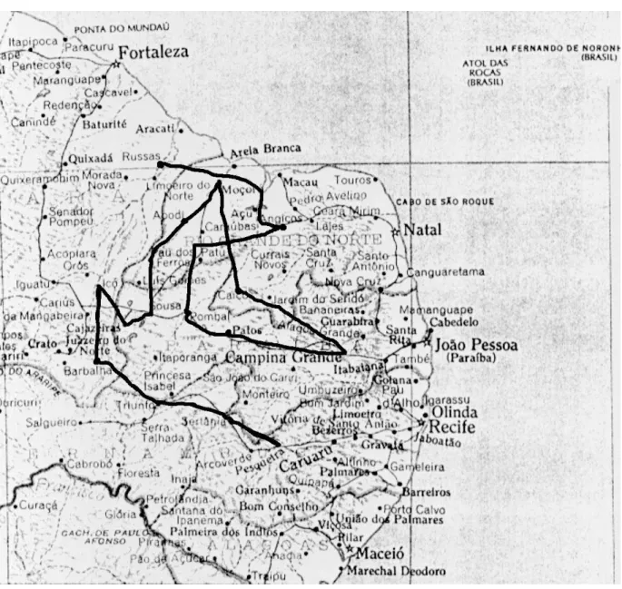 Fig 5 Mapa com trajeto de Roderic Crandall 