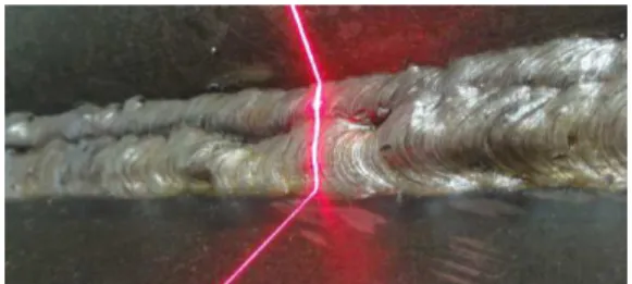 Figure 1. Projected laser line on a welding seam (hollow seam) 