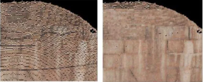 Figure 7: Hole filling method. Left: Original orthophoto with  black pixels. Right: After the implementation of the hole 