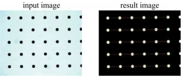 Figure 5. The scaling factor is obtained by comparing the detected pattern with known physical features (center point distances).