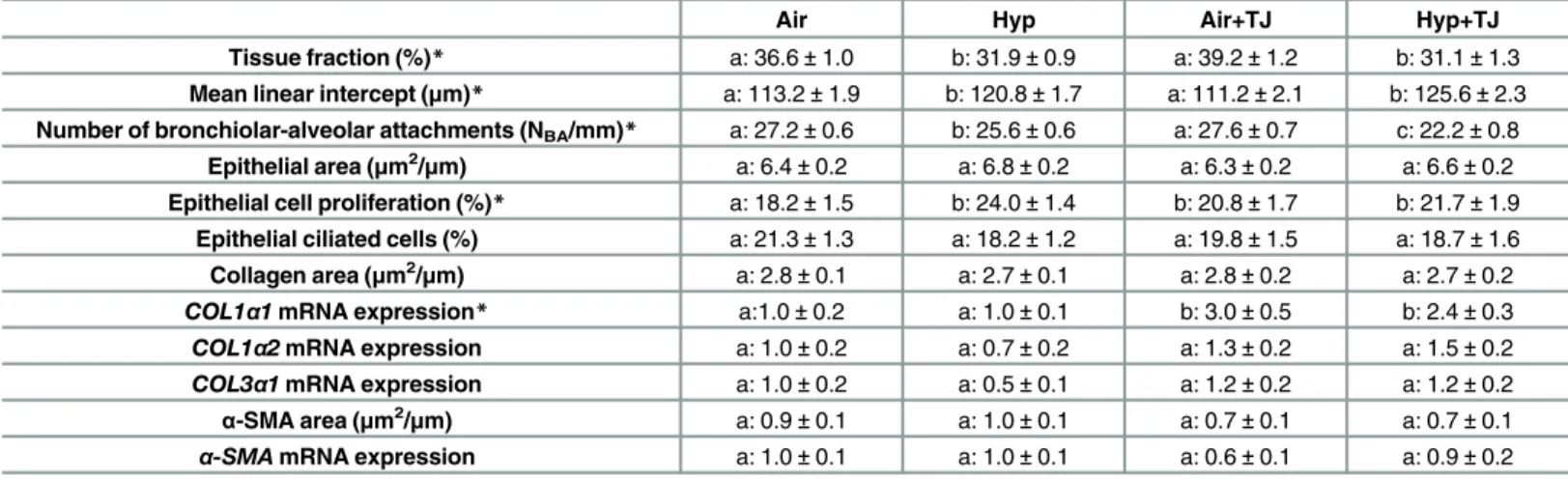 Table 1. Lung morphometry at P7d.