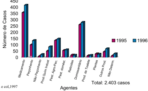 Figura 1: Distribuição de Casos de Intoxicações nos Anos de 1995 e 1996. 