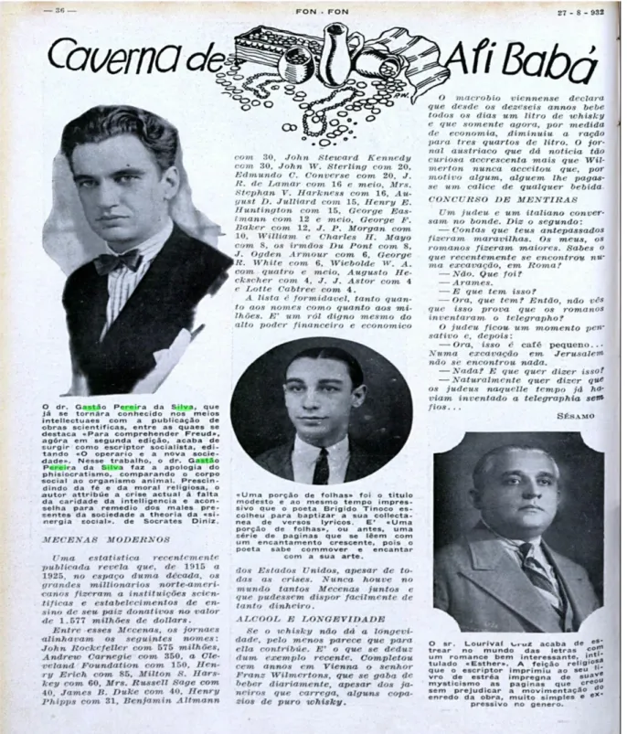 Figura 1 Retrato de Gastão publicado na revista Fon-Fon, em 1932 