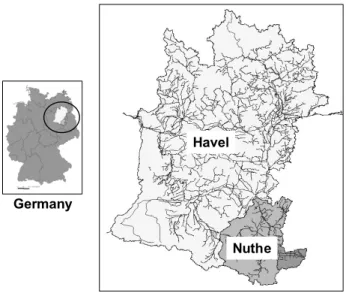 Fig. 1. The location of the Havel and Nuthe catchments.