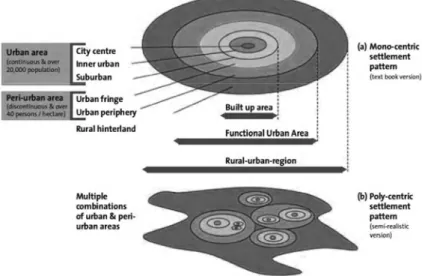 Figure 1. Peri-urban areas and the ‘rural-urban region’ – Geographic concepts and definitions as used in the PLUREL  project