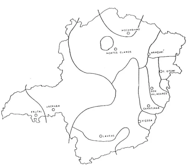FIGURA 1 - Mapa do Estado de Minas pelo Número Otimo de Homogêneas.