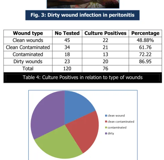 Diagram 1: Pie diagram showing culture positivity in relation with type of wound 