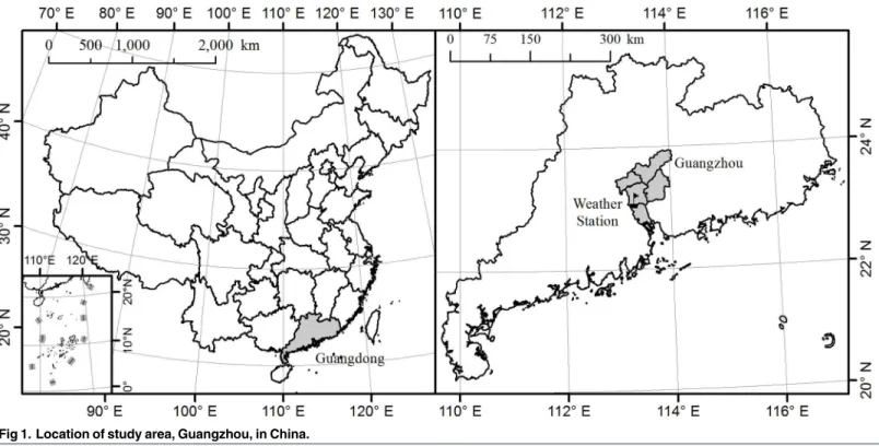 Fig 1. Location of study area, Guangzhou, in China.
