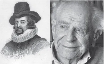 Figura  2.  Figuras  importantes  na  história  da  ciência:  (a)  Sir  Francis  Bacon  (1561-1626),  que  estabeleceu  os  métodos  de  indução  na  ciência,  e  (b)  Karl  Popper (1902-1994), que explicou que cientistas adotam o método  hipotético-deduti