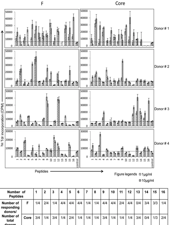 Figure 8. In vitro priming with DCs expressing F and core proteins leads to peptide dependent proliferation of CD4 + T cells in secondary cultures