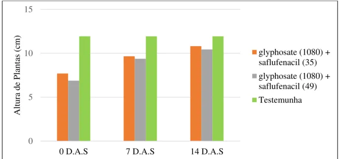 Figura  6.  Altura  das  plantas  de  soja  (cm)  aos  14  dias  após  a  emergência  (D.A.E)