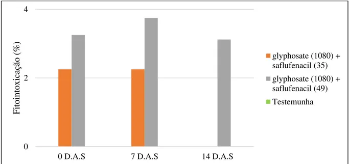 Figura  8.  Porcentagem  de  fitointoxicação  aos  14  dias  após  a  emergência  (D.A.E)