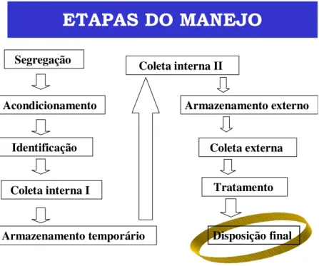 Figura 2 – Etapas do manejo dos resíduos em um PGRSS  Fonte: Oliveira (2001) 