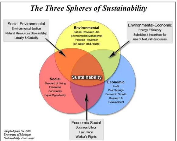 Figura 6: As três esferas de sustentabilidade            Fonte: EUROMOODLE, 2010, 