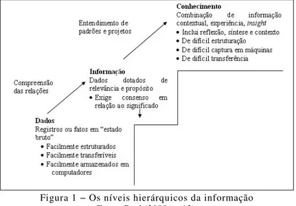 Figura 1 − Os níveis hierárquicos da informação  Fonte: Beal (2008, p. 12). 