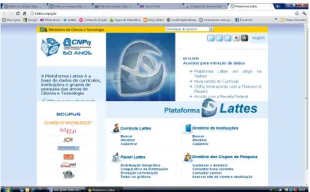 Figura 9: Página inicial da Plataforma Lattes- CNPq  Fonte: Plataforma Lattes (BRASIL