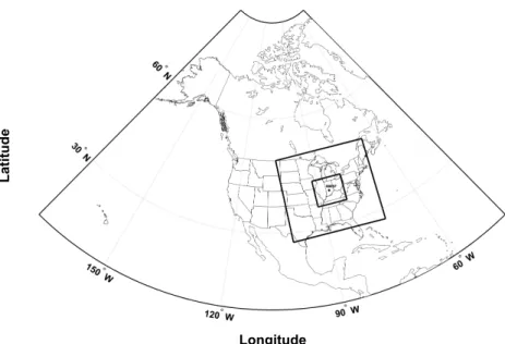Fig. 3. Parent and nested domain simulated by WRF imposing a spatial resolution of 9 km and 3 km respectively