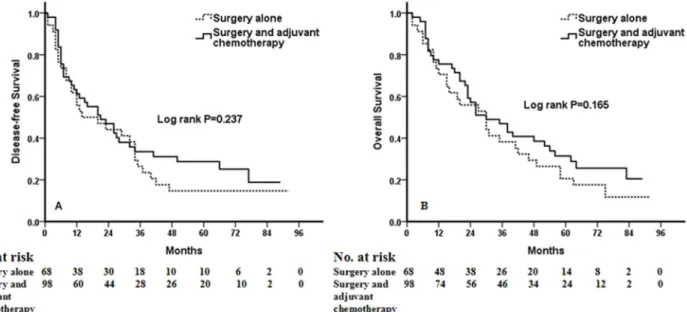 Fig 5. Kaplan-Meier curves for NSCLC patients with COP-NLR = 2. (A) Kaplan-Meier curve of DFS for COP-NLR = 2 NSCLC patients