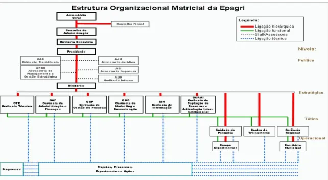 Figura 3.2 – Estrutura organizacional da Empresa de Pesquisa  Agropecuária e Extensão Rural de Santa Catarina S/A (Epagri) 