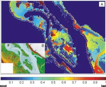 Fig. 8b. The error plot (A) represents a spatial classification of the simulation quality with a diminishing performance from 0 to 1