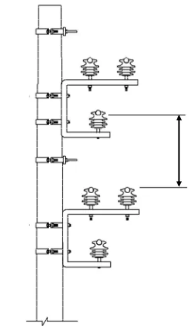 Figura 4 - Distância entre condutores de circuitos duplos em dois níveis. 